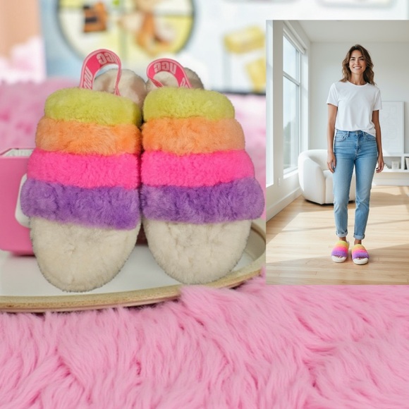 Ugg Fluff Yeah Colorful Fuzzy Slippers - Picture 1 of 4